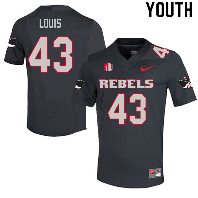 Youth #43 La'akea Louis UNLV Rebels College Football Jerseys Sale-Charcoal - Click Image to Close